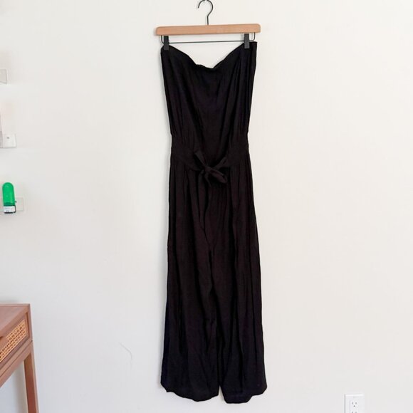 Becca by Rebecca Virtue / Black Crepe Strapless Tie Waist Jumpsuit L NWT - Picture 7 of 7